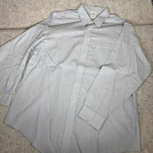Brooks Brothers Shirt Slim Fit 17.5 35 Blue Check Dress Oxford Classic